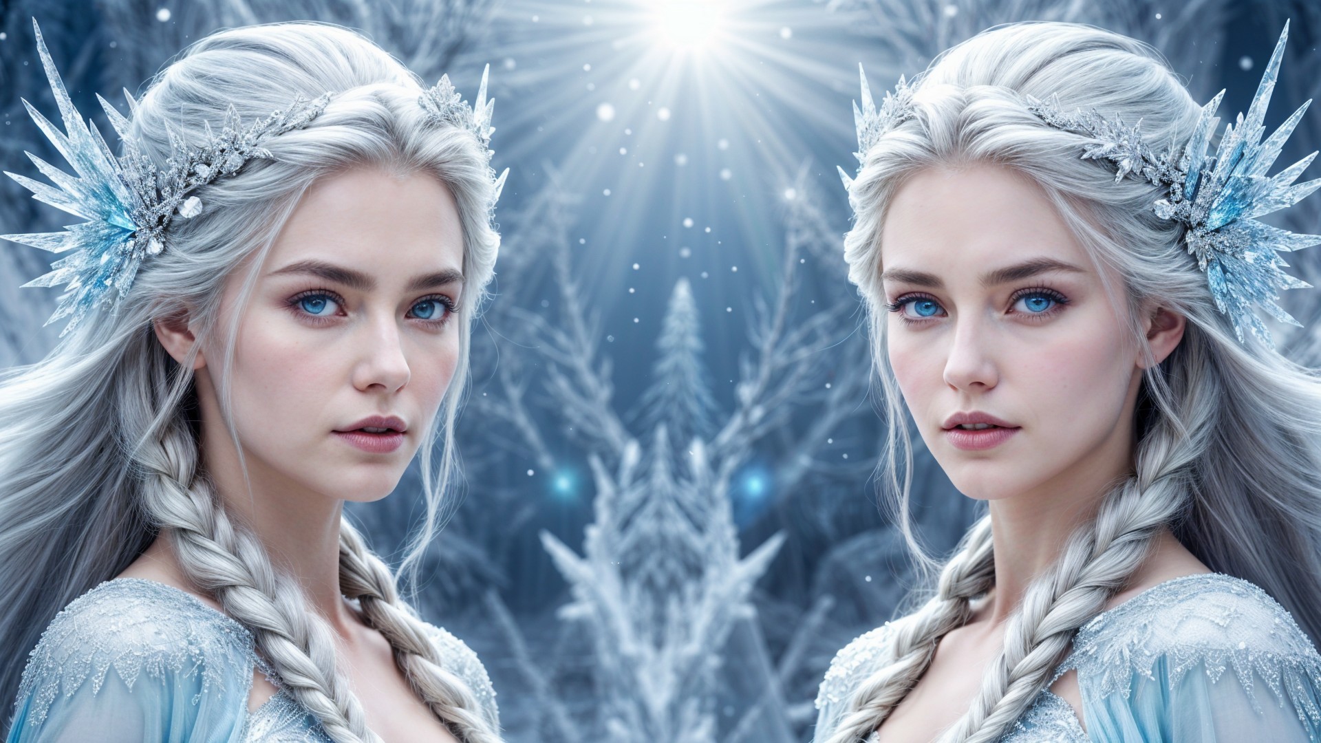 Fantasy Portrait of a Young Woman in Winter Wonderland