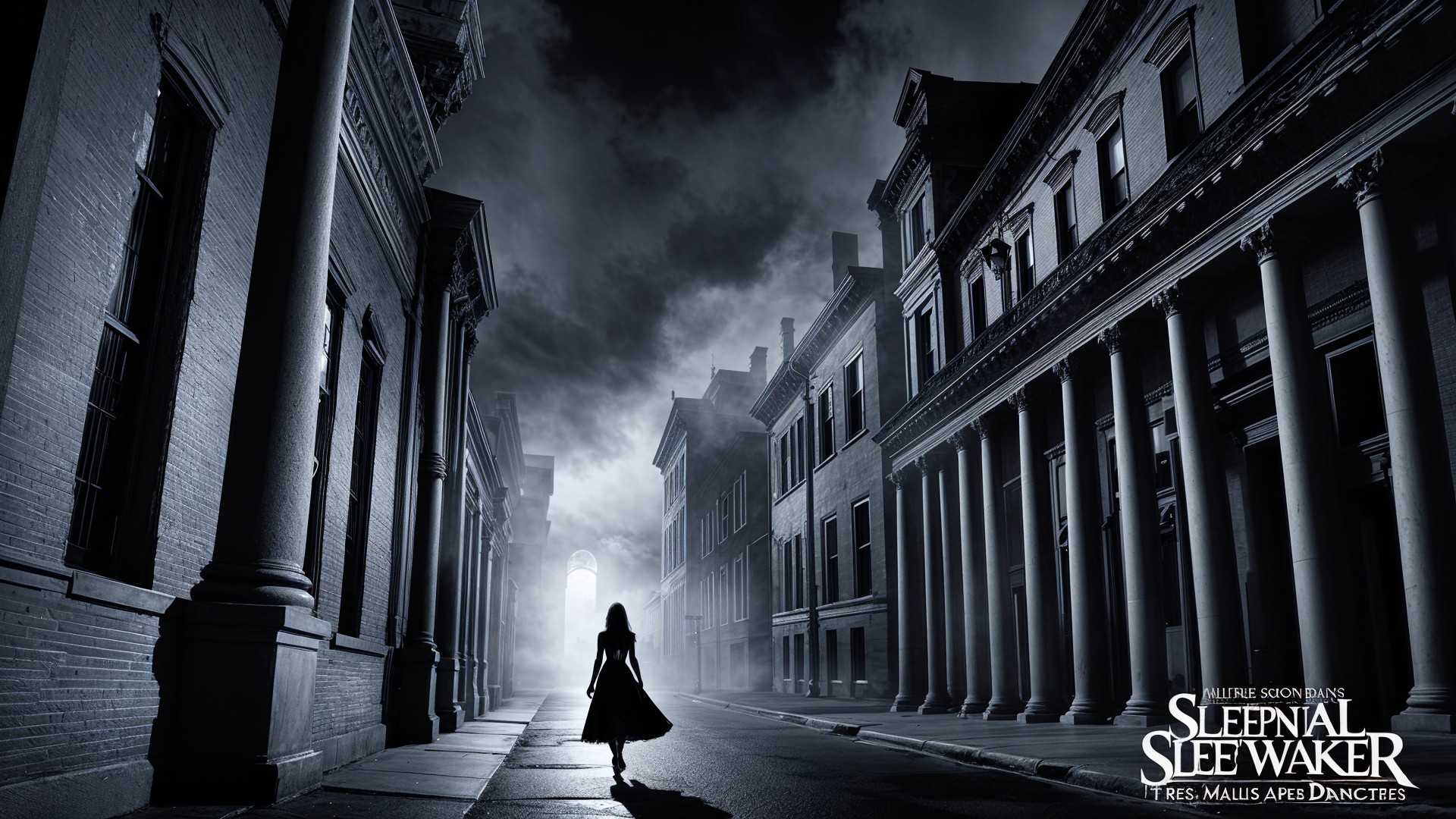 Mysterious Street with Aged Buildings and Foggy Atmosphere