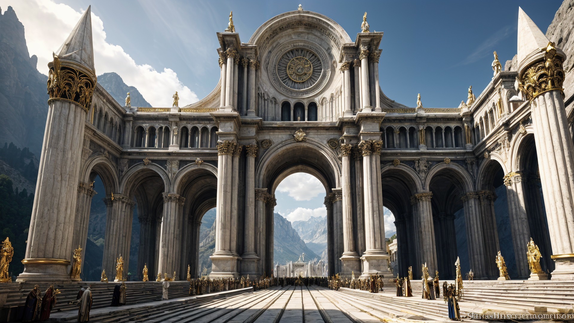 Grand architectural structure with columns and arches