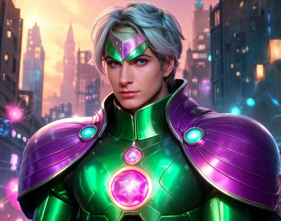 Vibrant Urban Superhero Character in Colorful Setting