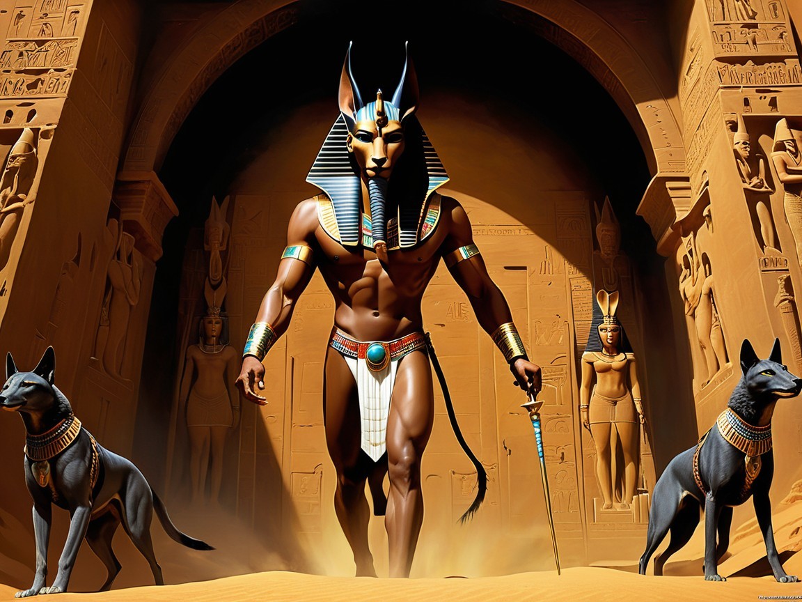 Majestic Anubis Figure in Grand Temple Setting