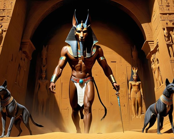 Majestic Anubis Figure in Grand Temple Setting