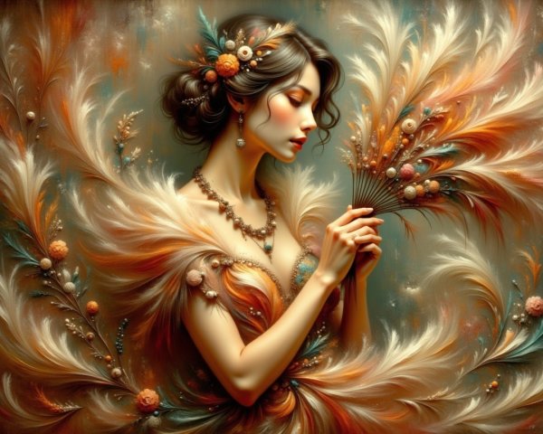Elegant woman in vibrant orange and gold attire