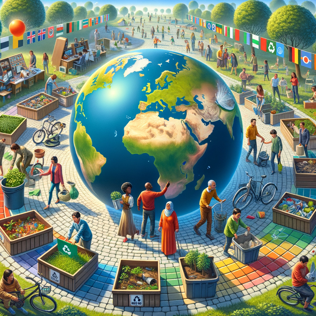 Vibrant Marketplace Scene Promoting Sustainability