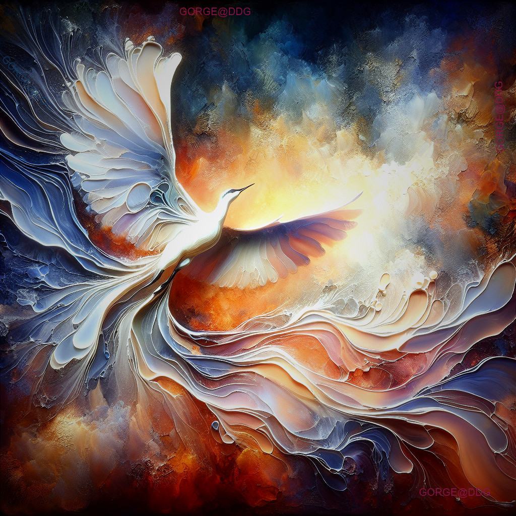 Abstract Phoenix in Flight with Vibrant Colors