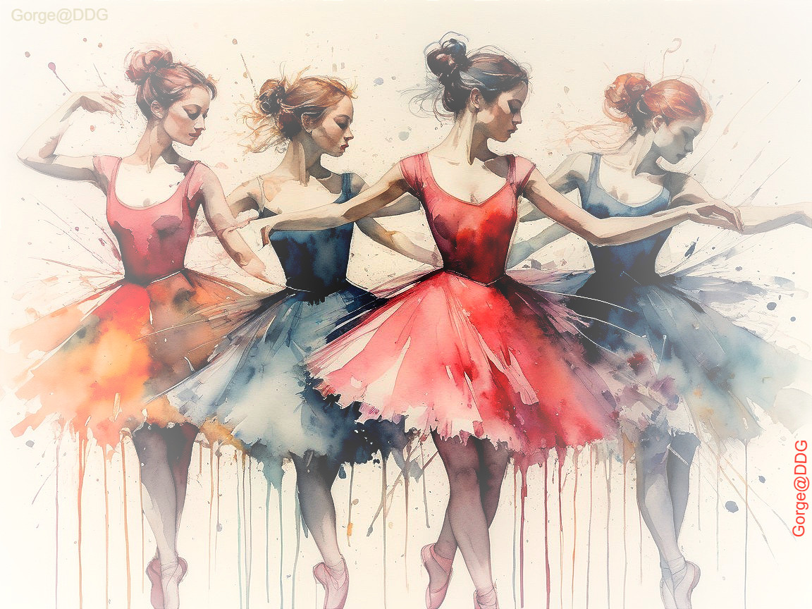 Watercolor Illustration of a Ballerina in Motion