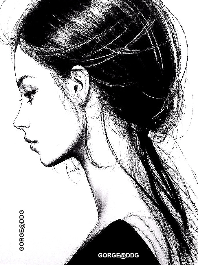 Black and White Illustration of a Woman's Profile