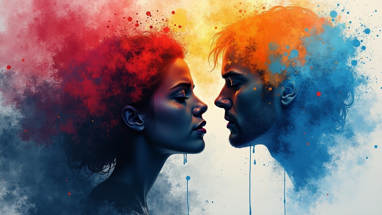 Silhouette of Couple with Colorful Background