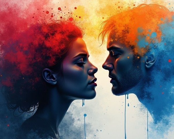 Silhouette of Couple with Colorful Background