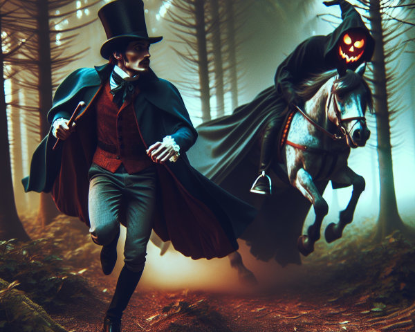 Misty Forest Chase with Dapper Man and Horseman