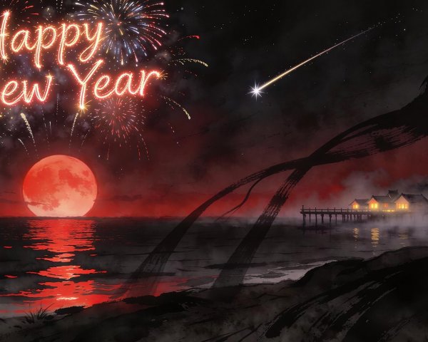 Digital Painting of a New Year's Celebration Scene