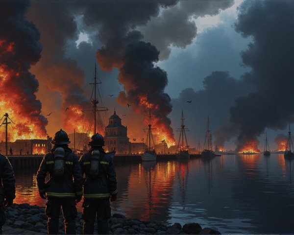 Firefighters Respond to Blaze at Dramatic Shoreline Scene
