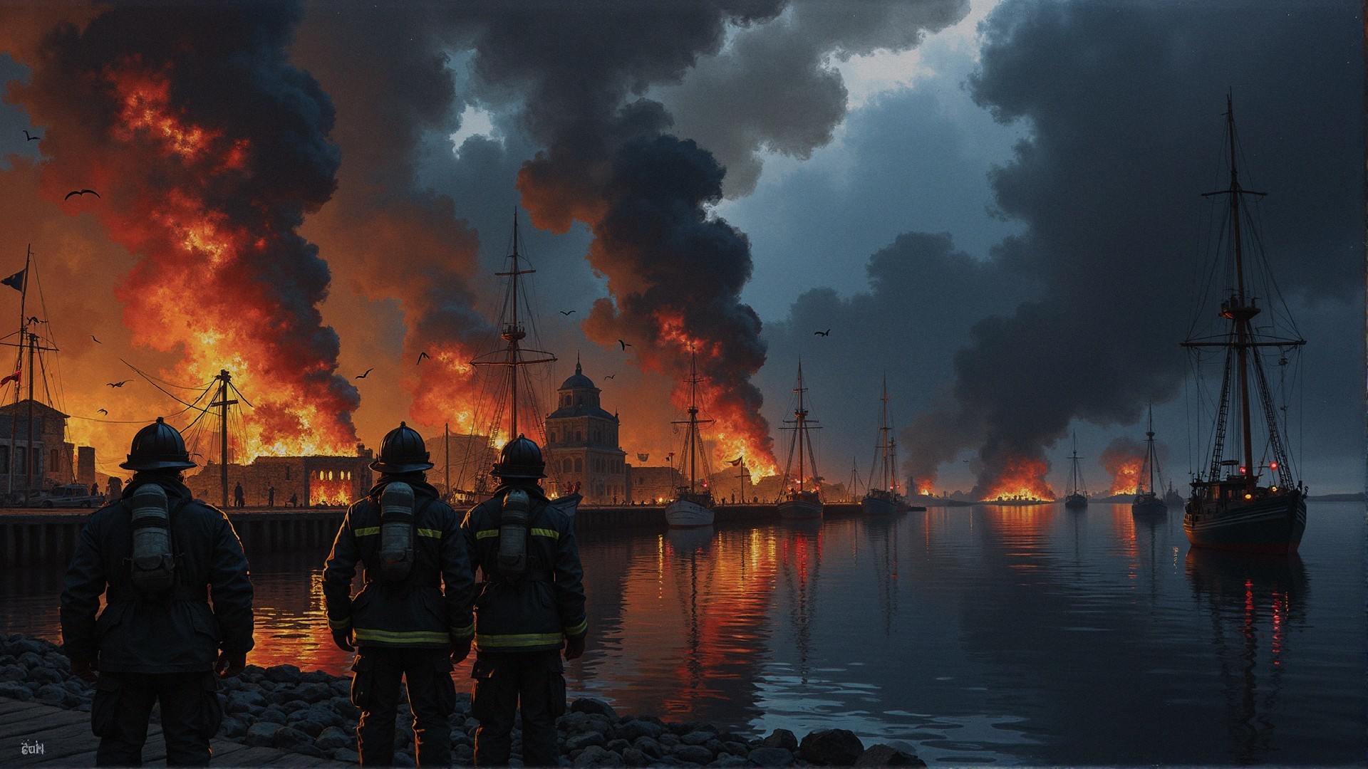 Firefighters Respond to Blaze at Dramatic Shoreline Scene