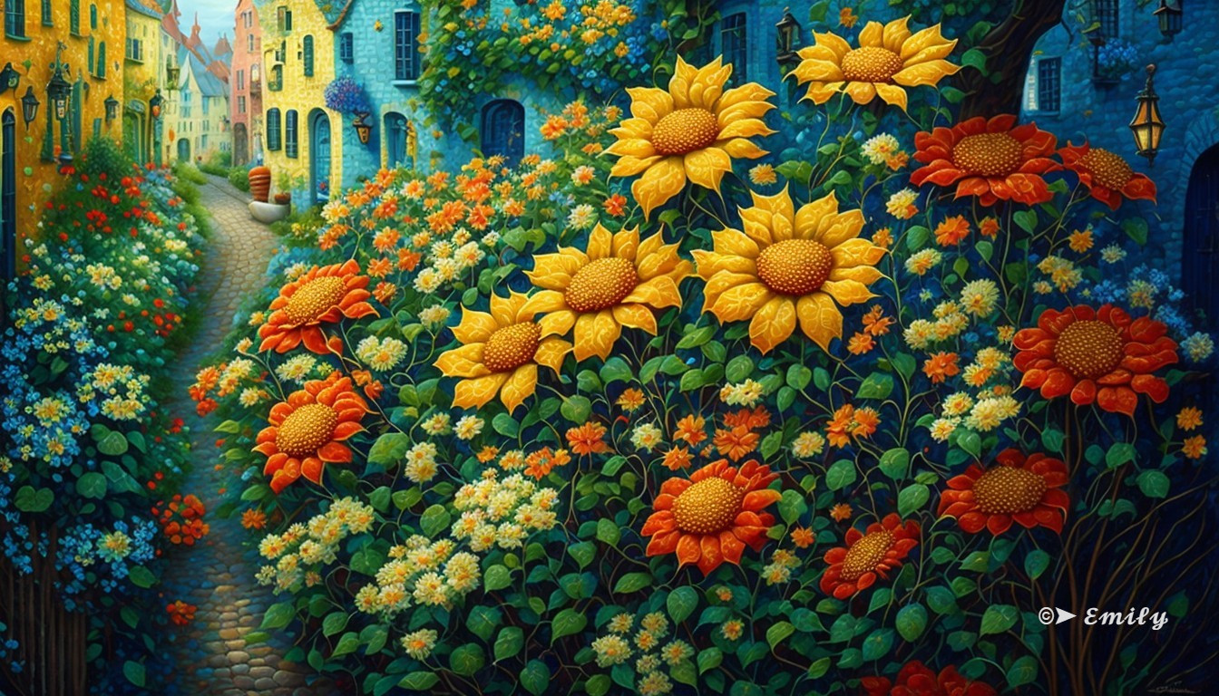 Vibrant Landscape of Sunflowers and Colorful Blossoms