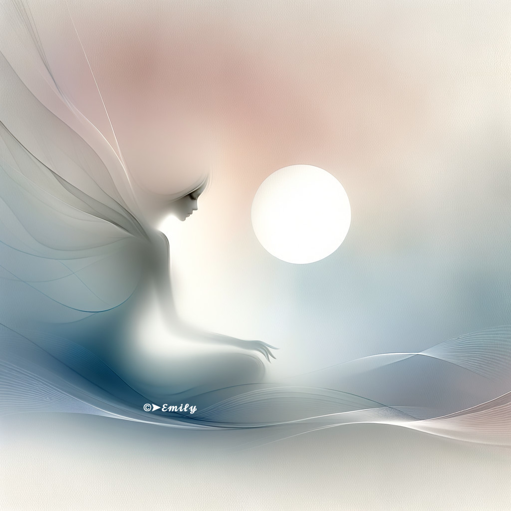 Ethereal Figure in Soft Blues and Warm Hues