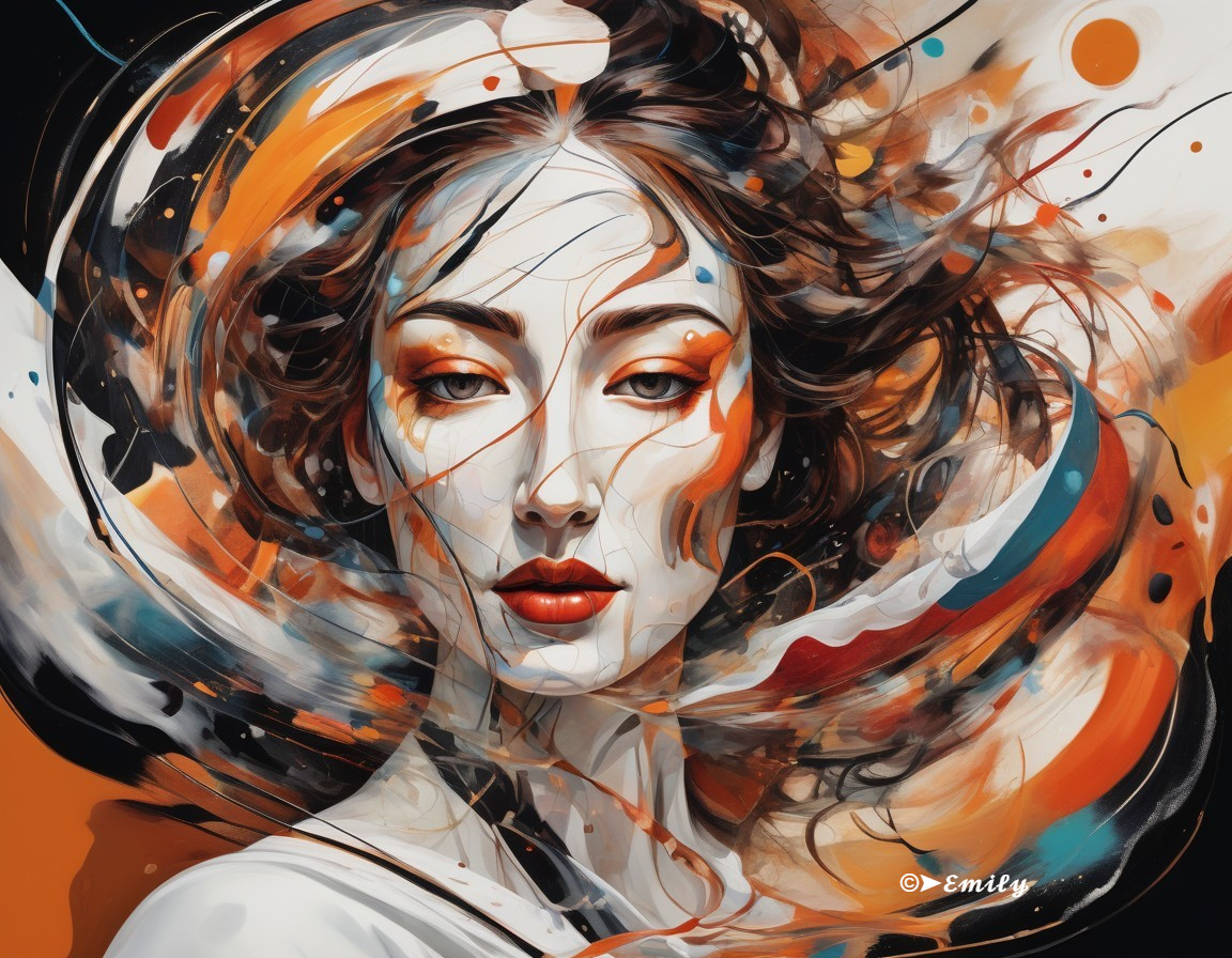 Portrait of a woman with vibrant abstract patterns