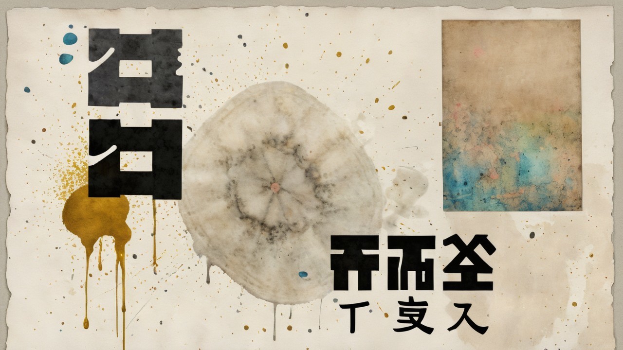 Abstract Composition with Bold Chinese Characters and Colors