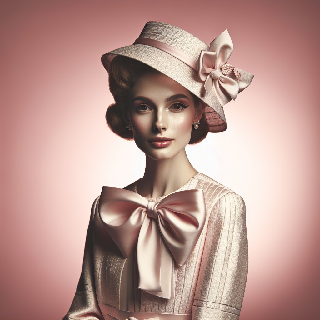 Glamorous Woman in Vintage Fashion Against Pink Backdrop