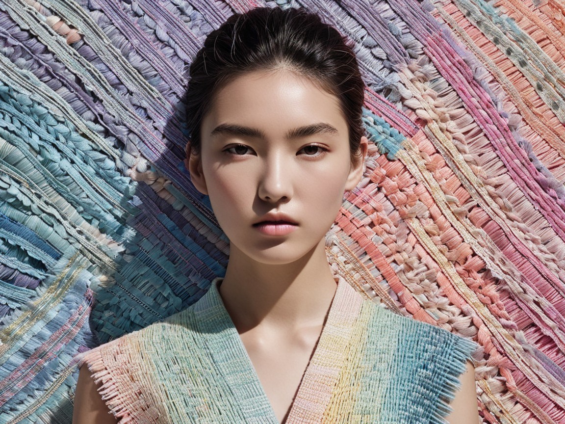 Portrait of a Young Woman with Colorful Backdrop