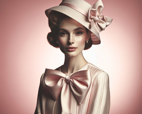 Glamorous Woman in Vintage Fashion Against Pink Backdrop