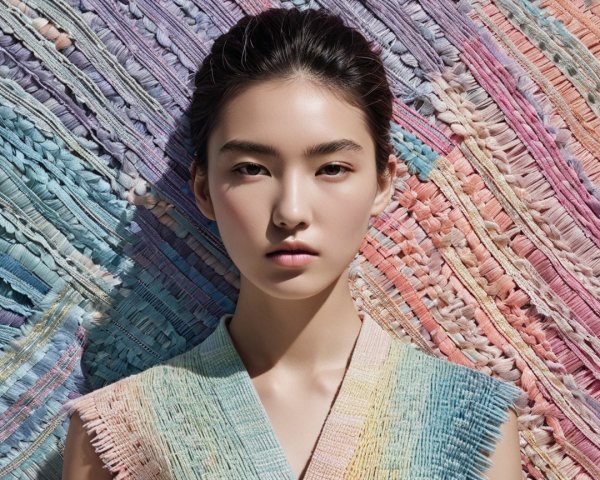 Portrait of a Young Woman with Colorful Backdrop