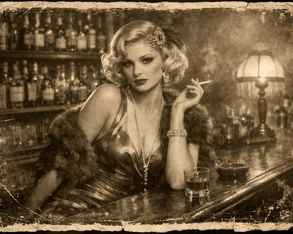 Vintage Portrait of a Woman in Gatsby Era Style