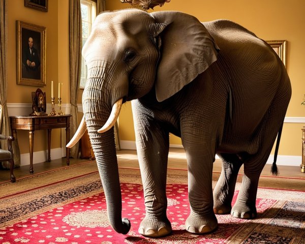 Elephant in a Luxurious Decorated Room Setting