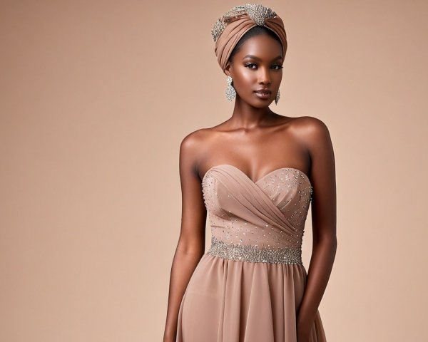 Elegant Strapless Gown with Intricate Beadwork