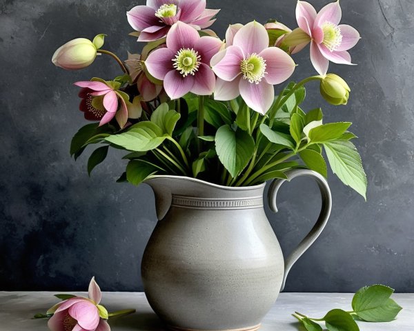 Charming Pink and White Flower Arrangement in Pitcher