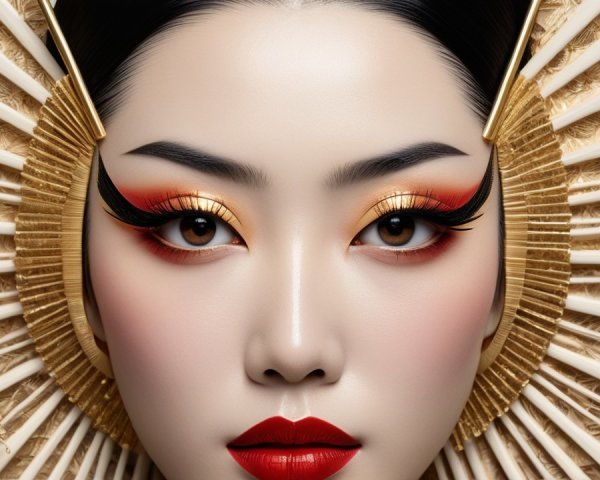 Portrait of a Young Woman with Bold Make-Up Design