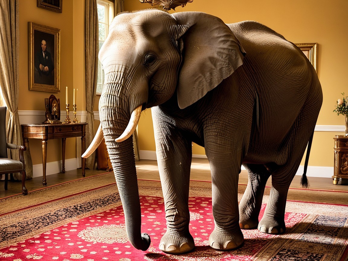 Elephant in a Luxurious Decorated Room Setting