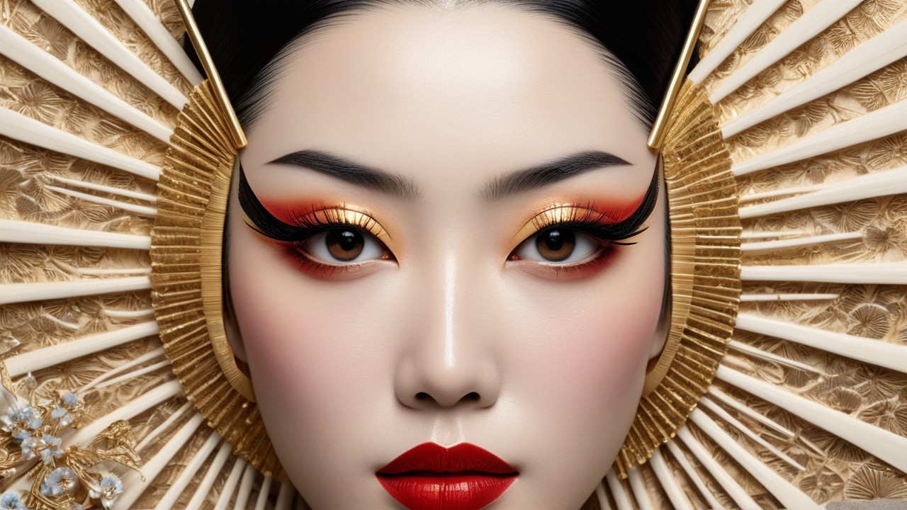 Portrait of a Young Woman with Bold Make-Up Design