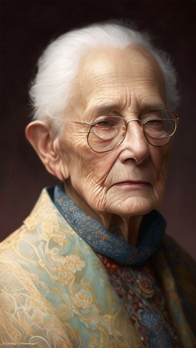Elderly Woman with Silver Hair and Thoughtful Expression