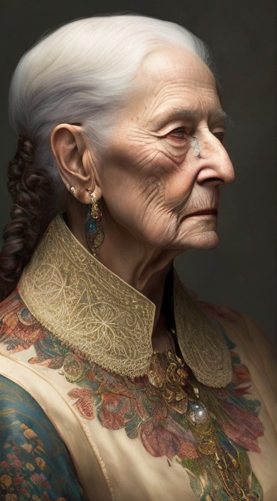 Profile of an Elderly Woman with Elegant Features