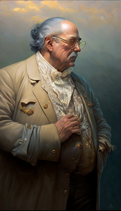 Distinguished Older Gentleman in Ornate Coat and Cravat