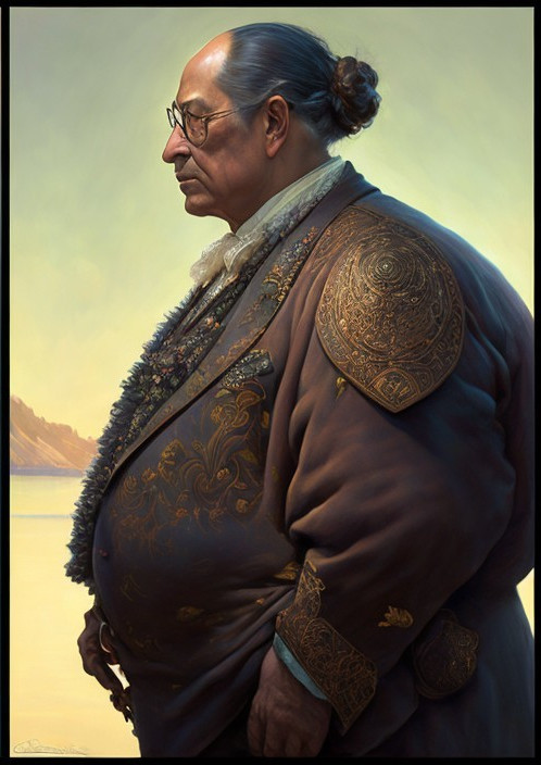 Profile of a Dignified Man in Ornate Coat