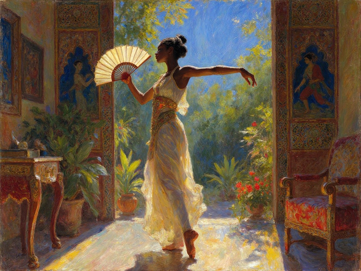 Graceful Dance in Ethereal Natural Light Setting