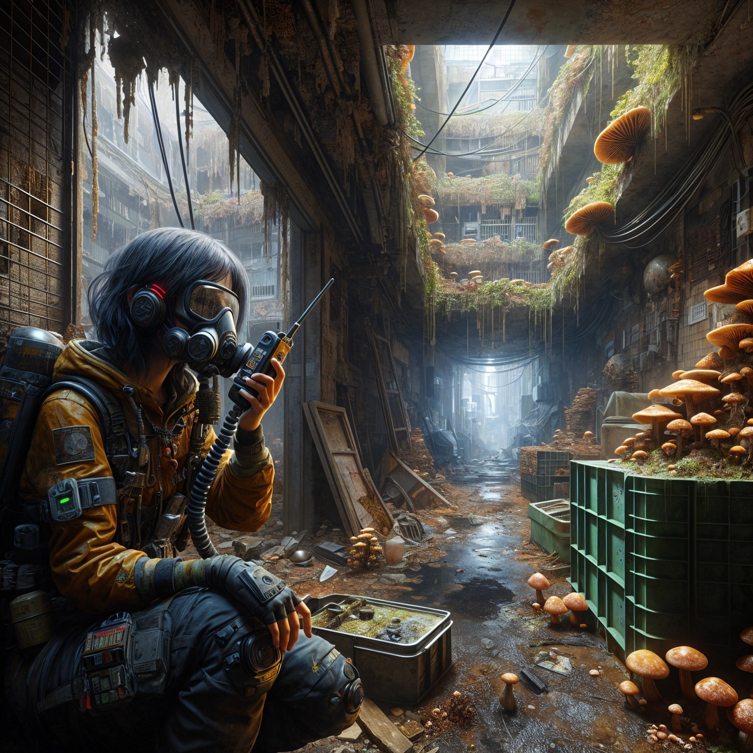 Post-Apocalyptic Urban Scene with Nature's Reclamation