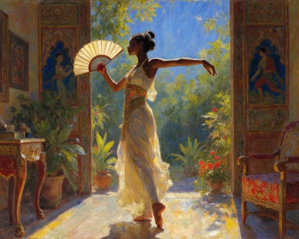 Graceful Dance in Ethereal Natural Light Setting