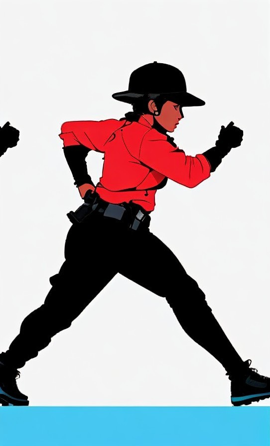 Silhouette of a Confident Female Figure in Action