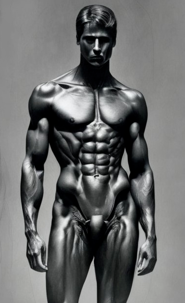 Stylized Male Figure in Monochromatic Color Scheme