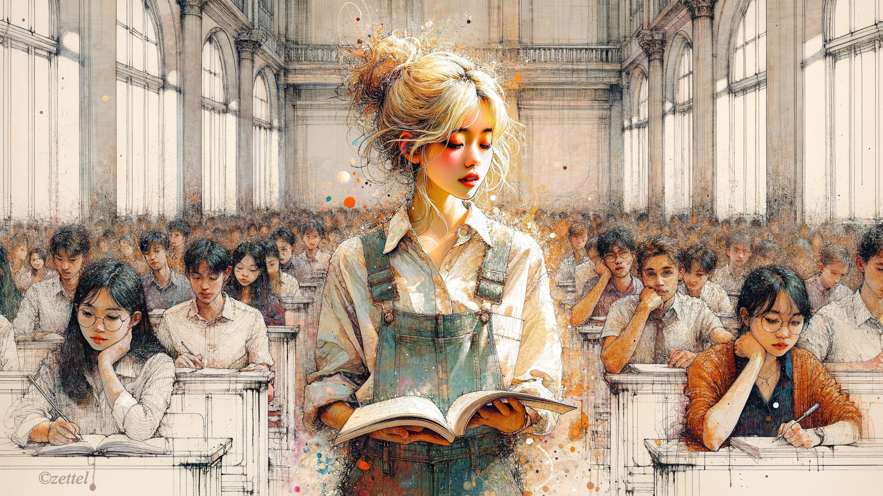Young woman leading a classroom discussion on studies