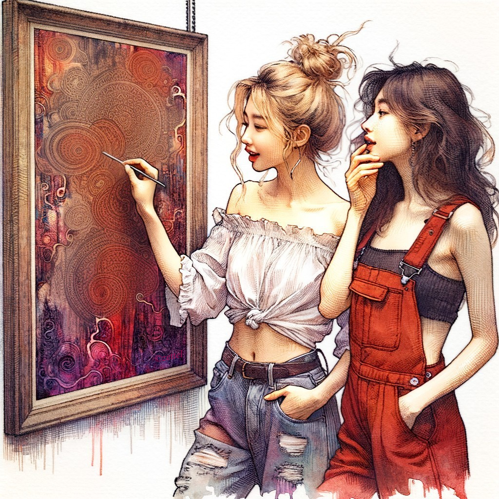 Young Women Engaged in Colorful Artistic Creation