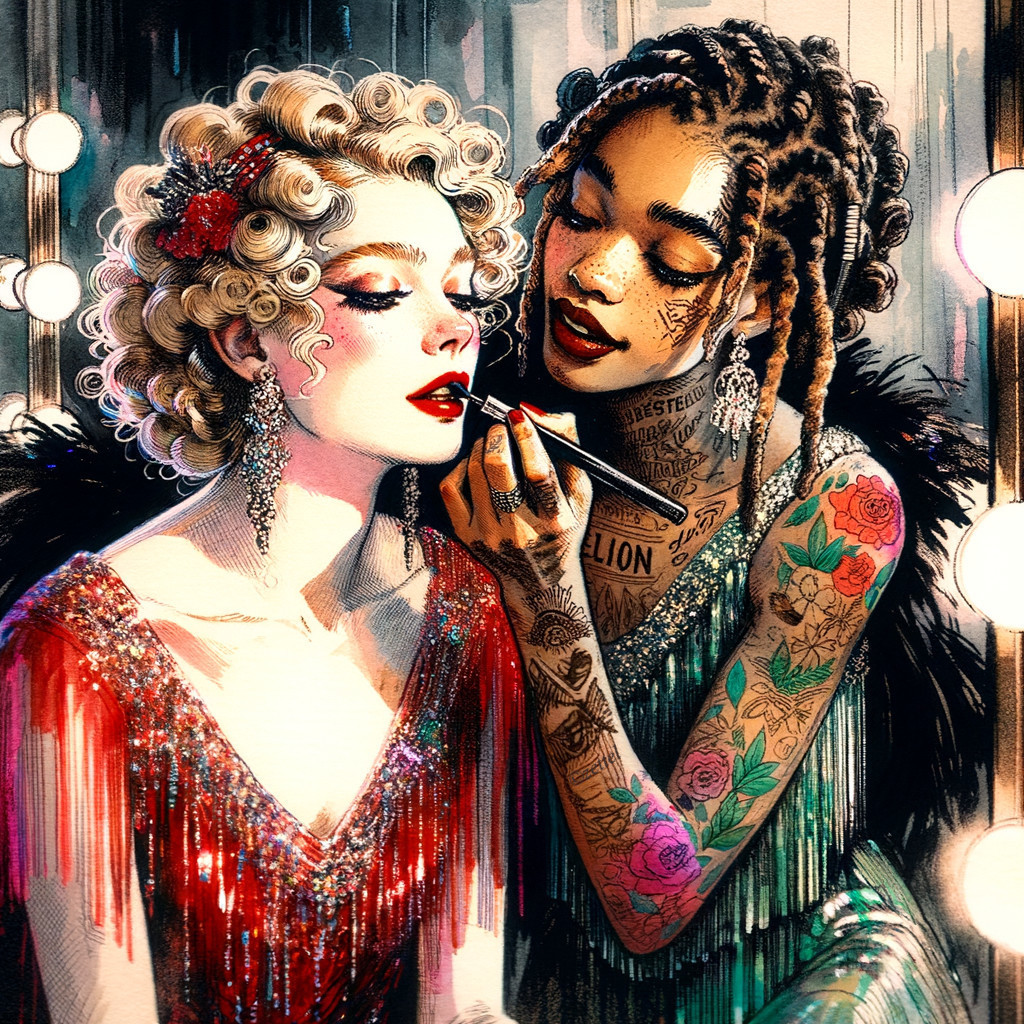 Glamorous Dressing Room with Vintage Lights and Elegance