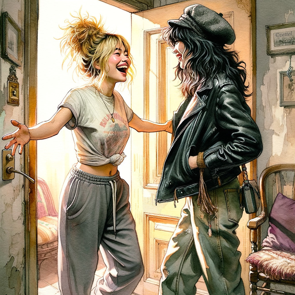 Friends Enjoying a Joyful Moment in Cozy Interior