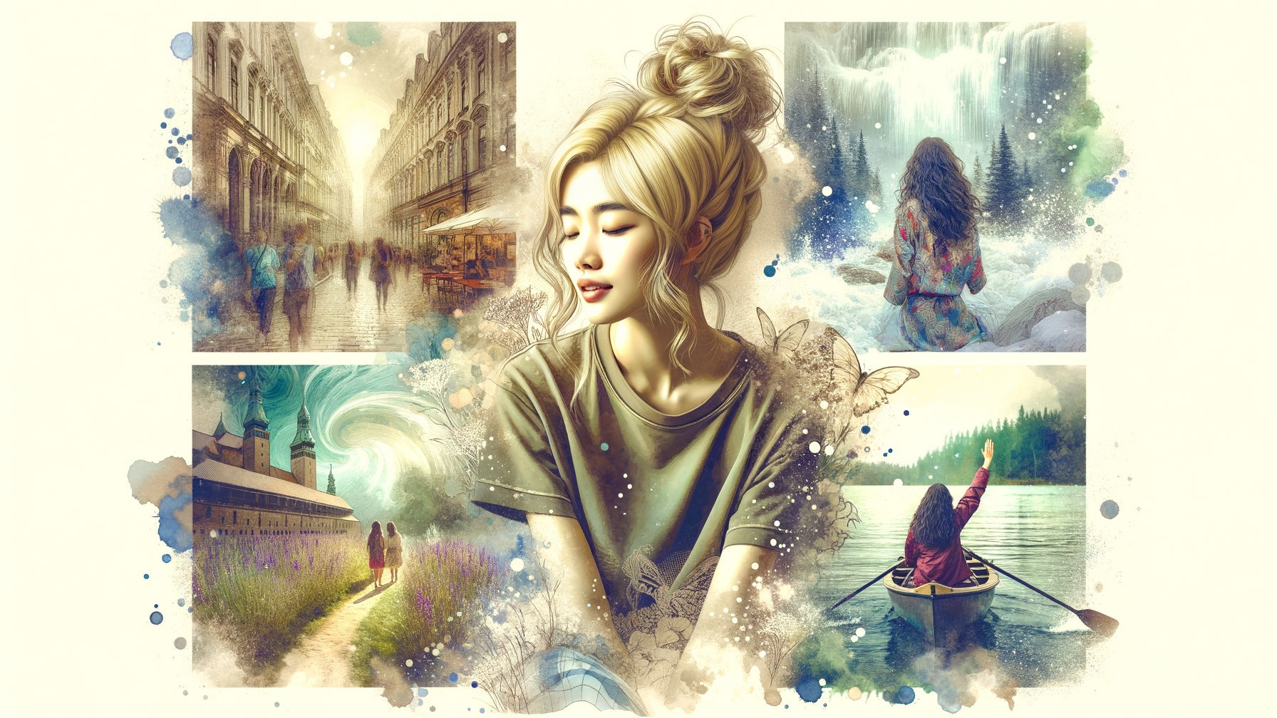 Dreamy Collage of Serene Landscapes and Urban Scenes