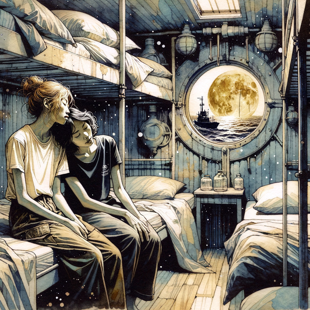 Cozy Cabin with Night Sky and Companionship Scene