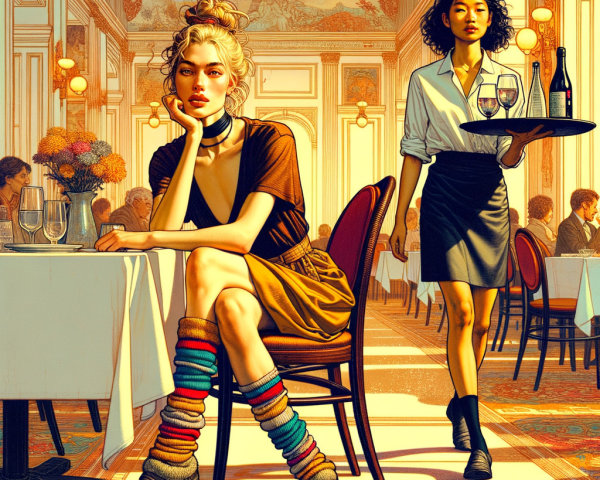 Stylish Woman in Elegant Restaurant Setting