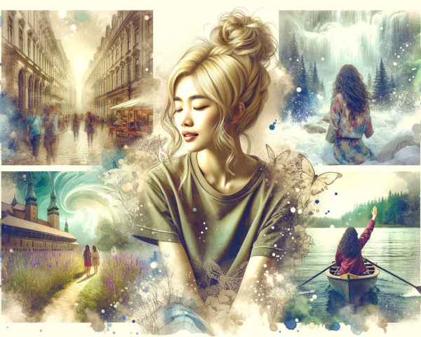 Dreamy Collage of Serene Landscapes and Urban Scenes