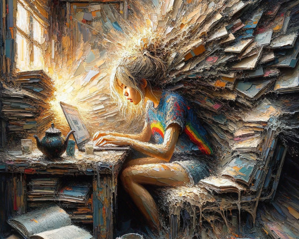 Cozy Room with Young Woman and Creative Atmosphere